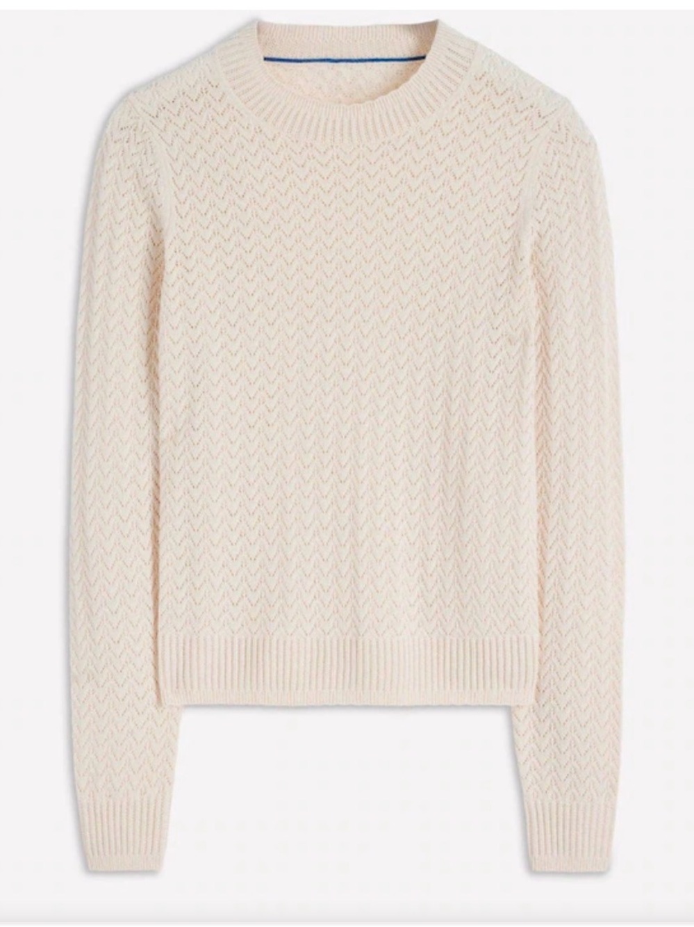 Boden Diane Pointelle Jumper Sweater in Cream - Picture 2 of 10